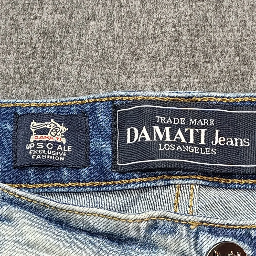 DAMATI Jeans Mens W38 Light Wash Distressed Paint‎ Splatter Denim Straight Fit